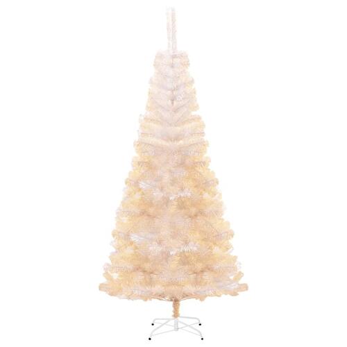 Kunstigt juletræ med farverige grene 210 cm PVC hvid