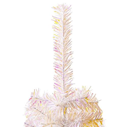 Kunstigt juletræ med farverige grene 210 cm PVC hvid