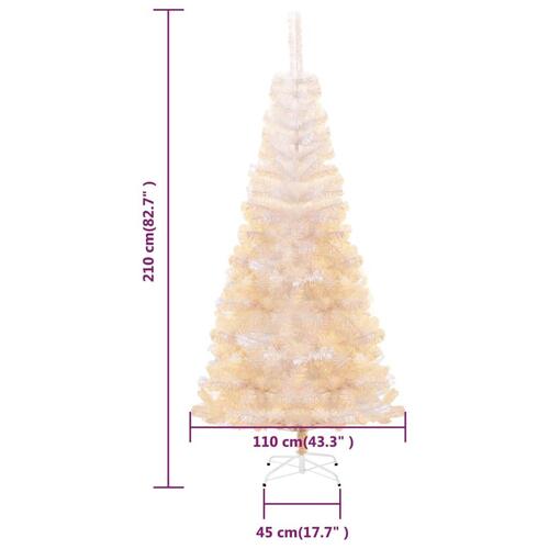 Kunstigt juletræ med farverige grene 210 cm PVC hvid