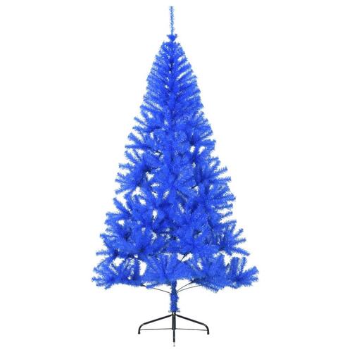 Kunstigt halvt juletræ med juletræsfod 210 cm PVC blå