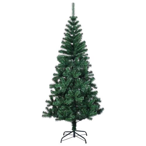 Kunstigt juletræ med farverige grene 210 cm PVC grøn