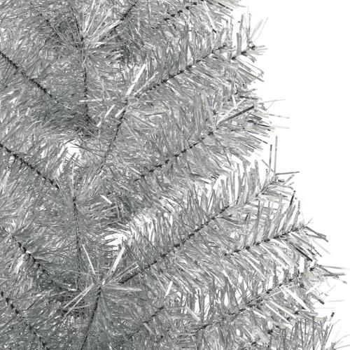 Kunstigt halvt juletræ med juletræsfod 120 cm PET sølvfarvet