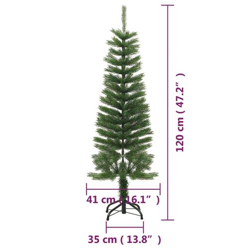 Kunstigt smalt juletræ med juletræsfod 120 cm PE