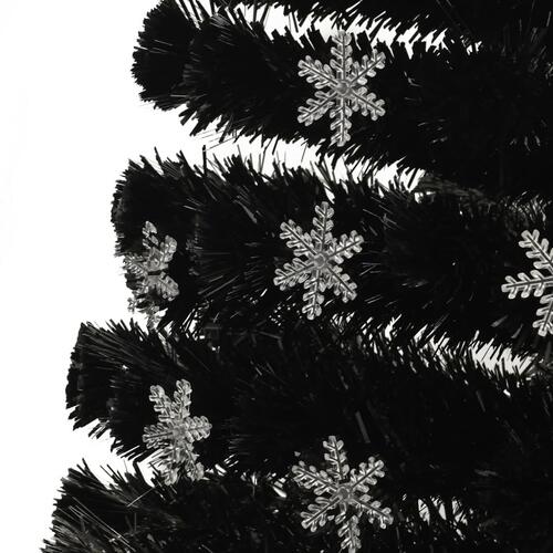 Juletræ med LED-snefnug 240 cm fiberoptik sort