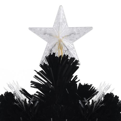 Juletræ med LED-snefnug 240 cm fiberoptik sort