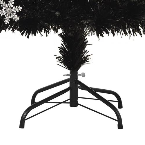 Juletræ med LED-snefnug 240 cm fiberoptik sort