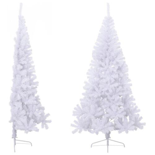 Kunstigt halvt juletræ med juletræsfod 240 cm PVC hvid