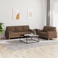 2 personers sofa med puder stof brun