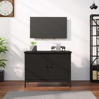 Tv-bord med låger 60x35x45 cm konstrueret træ sort