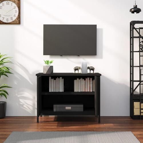 Tv-bord med låger 60x35x45 cm konstrueret træ sort
