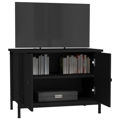 Tv-bord med låger 60x35x45 cm konstrueret træ sort