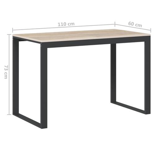 Computerbord 110x60x73 cm spånplade sort og egetræ
