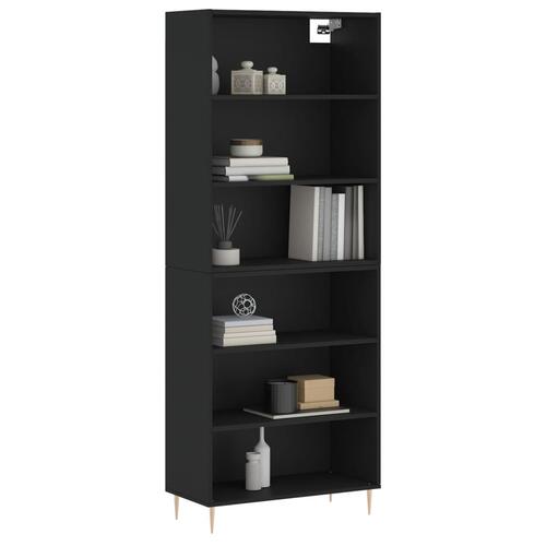 Reol 69,5x32,5x180 cm konstrueret træ sort
