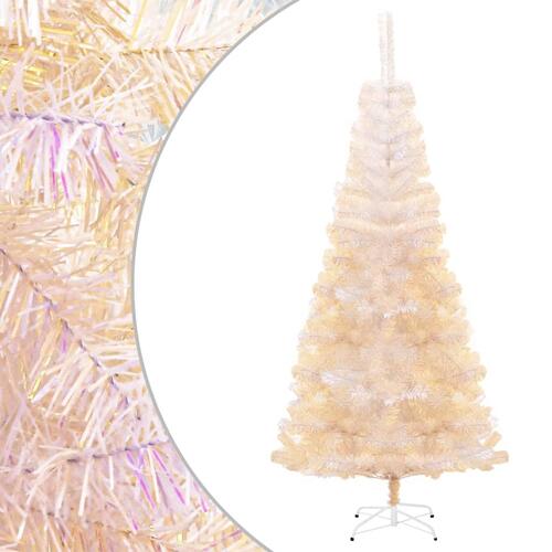 Kunstigt juletræ med farverige grene 180 cm PVC hvid