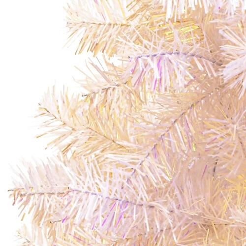 Kunstigt juletræ med farverige grene 180 cm PVC hvid