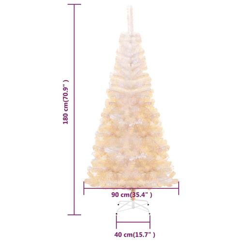 Kunstigt juletræ med farverige grene 180 cm PVC hvid