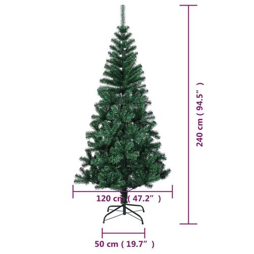Kunstigt juletræ med farverige grene 240 cm PVC grøn