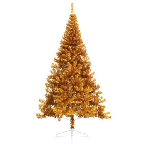 Kunstigt halvt juletræ med juletræsfod 240 cm PET guldfarvet