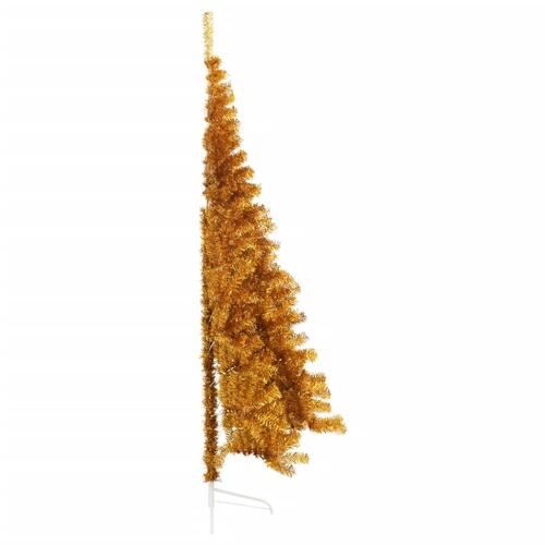 Kunstigt halvt juletræ med juletræsfod 240 cm PET guldfarvet