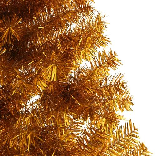 Kunstigt halvt juletræ med juletræsfod 240 cm PET guldfarvet