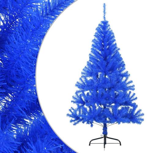Kunstigt halvt juletræ med juletræsfod 120 cm PVC blå