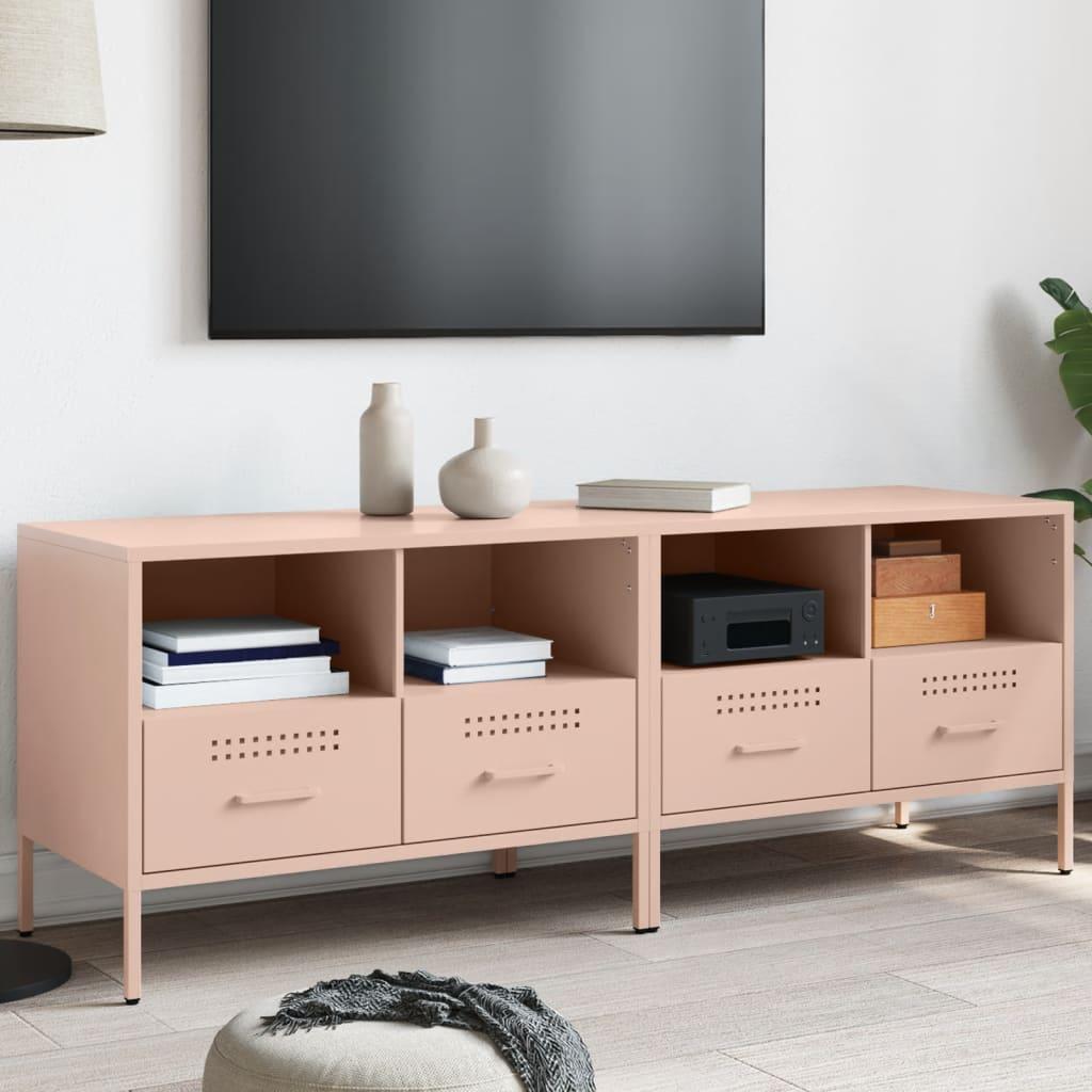 Tv-borde 2 stk. 68x39x50,5 cm stål lyserød