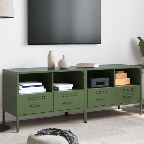 Tv-borde 2 stk. 68x39x50,5 cm stål olivengrøn