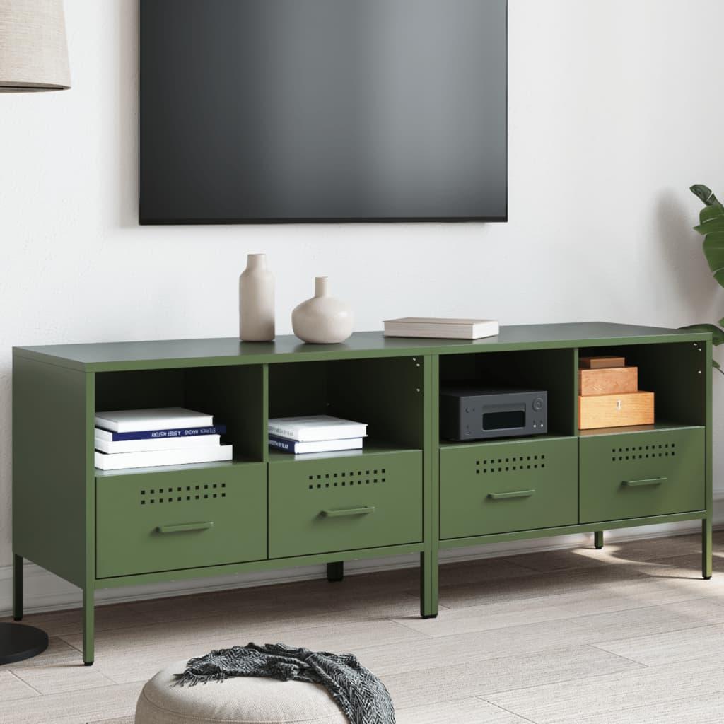 Tv-borde 2 stk. 68x39x50,5 cm stål olivengrøn