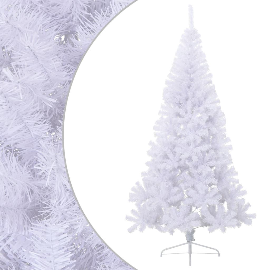 Kunstigt halvt juletræ med juletræsfod 210 cm PVC hvid