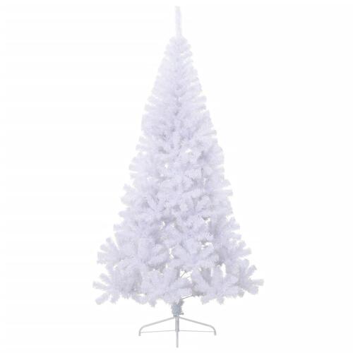 Kunstigt halvt juletræ med juletræsfod 210 cm PVC hvid