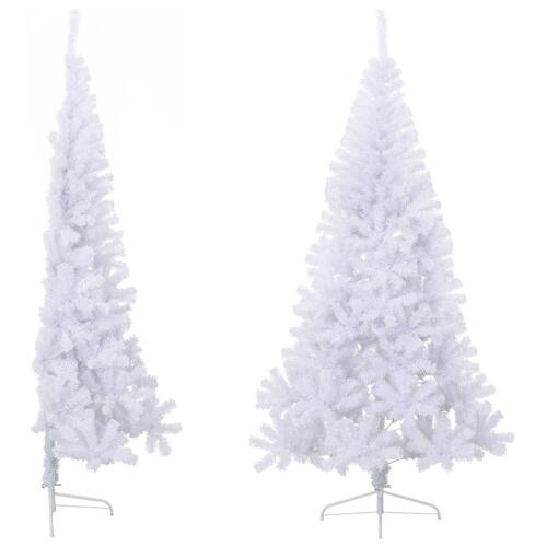 Kunstigt halvt juletræ med juletræsfod 210 cm PVC hvid