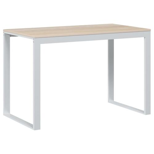 Computerbord 110x60x73 cm spånplade hvid og egetræsfarvet