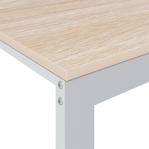 Computerbord 110x60x73 cm spånplade hvid og egetræsfarvet