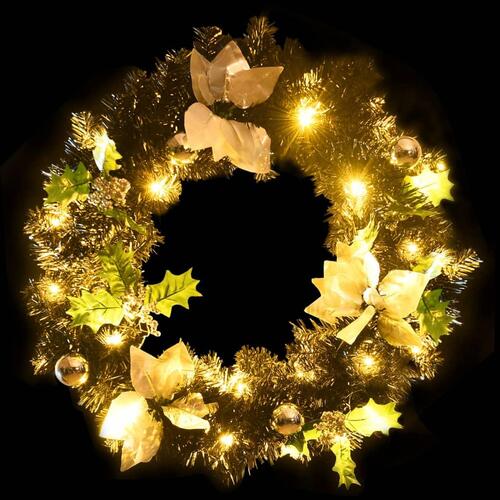 Julekrans med LED-lys 60 cm PVC sort