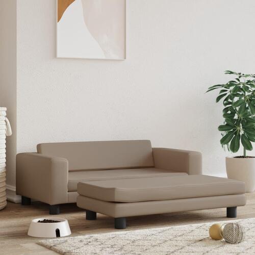 Hundeseng med forlængelse 100x50x30 cm kunstlæder cappuccino