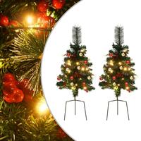 Kunstige juletræer med lys 2 stk. til havesti 76 cm PVC