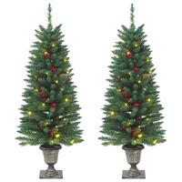 Kunstige juletræer 2 stk. 100 LED'er 120 cm grøn