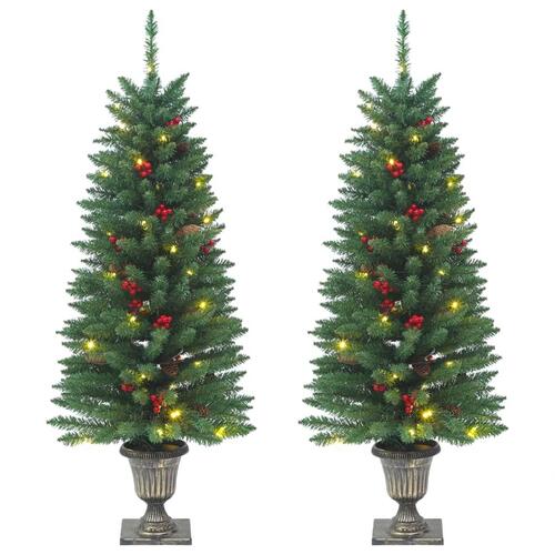 Kunstige juletræer 2 stk. 100 LED'er 120 cm grøn
