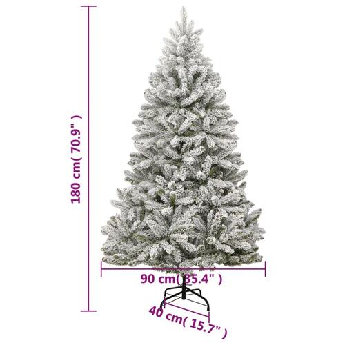 Kunstigt juletræ med sne 180 cm hængslet