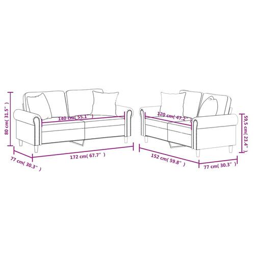 2 personers sofa med puder kunstlæder cremefarvet