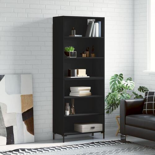 Reol 69,5x32,5x180 cm konstrueret træ sort