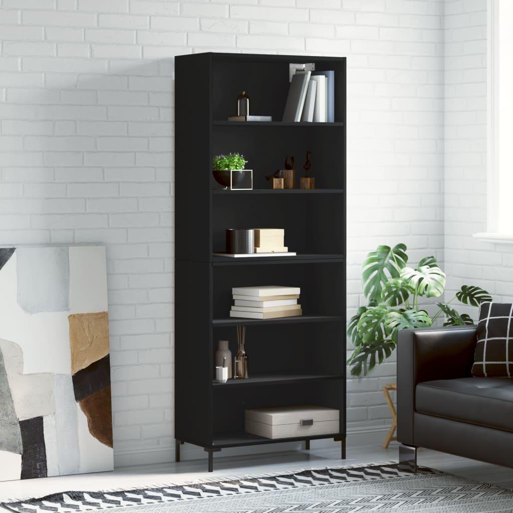 Reol 69,5x32,5x180 cm konstrueret træ sort