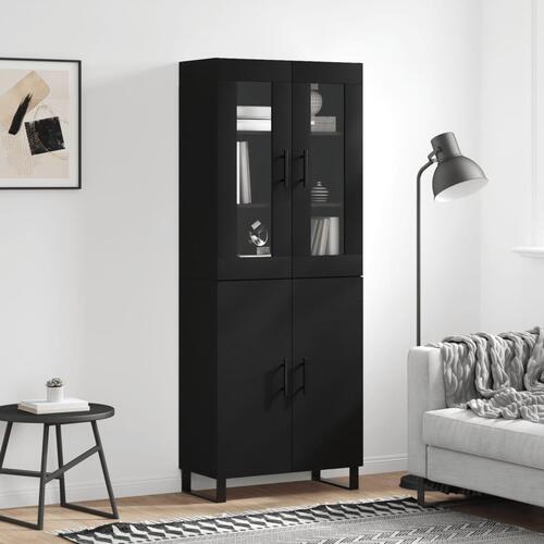 Højskab 69,5x34x180 cm konstrueret træ sort