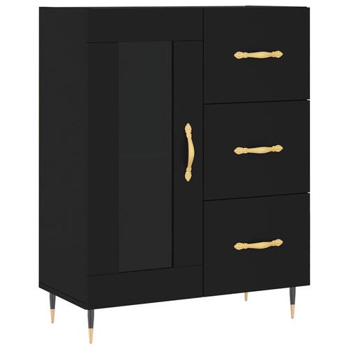 Højskab 69,5x34x180 cm konstrueret træ sort