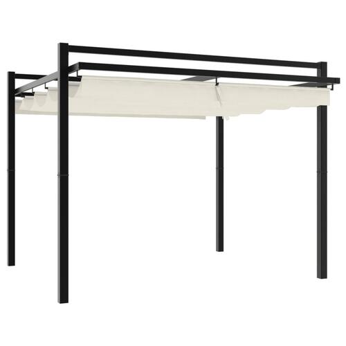Pavillon med sammenrulleligt tag 3x3 cm aluminium cremefarvet