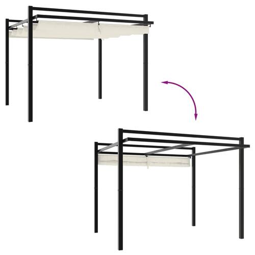 Pavillon med sammenrulleligt tag 3x3 cm aluminium cremefarvet