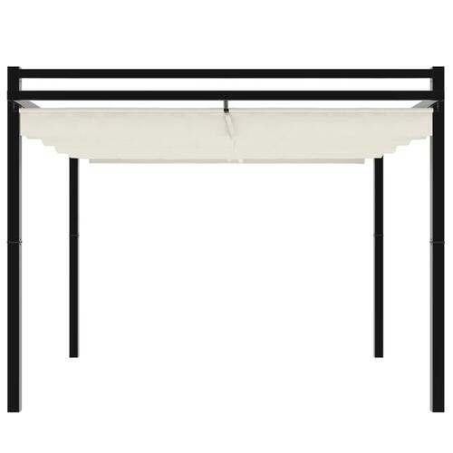 Pavillon med sammenrulleligt tag 3x3 cm aluminium cremefarvet