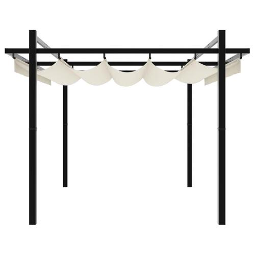 Pavillon med sammenrulleligt tag 3x3 cm aluminium cremefarvet