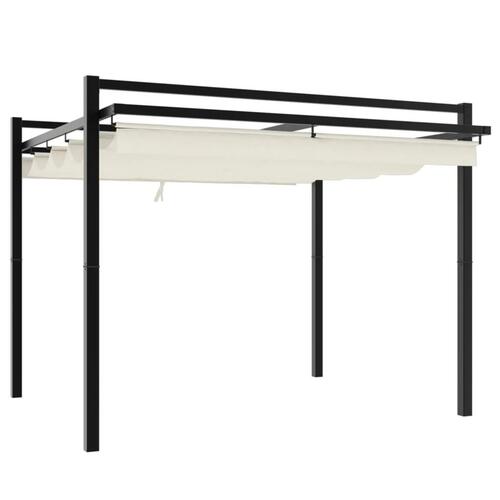 Pavillon med sammenrulleligt tag 3x3 cm aluminium cremefarvet