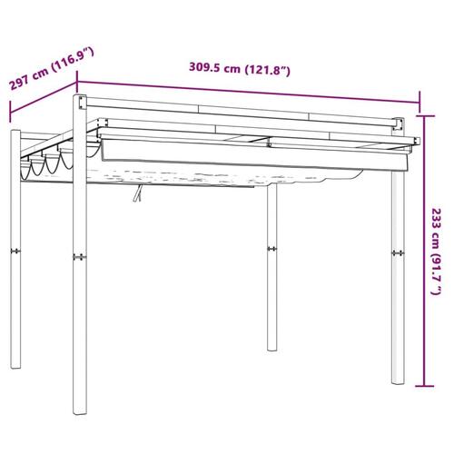 Pavillon med sammenrulleligt tag 3x3 cm aluminium cremefarvet